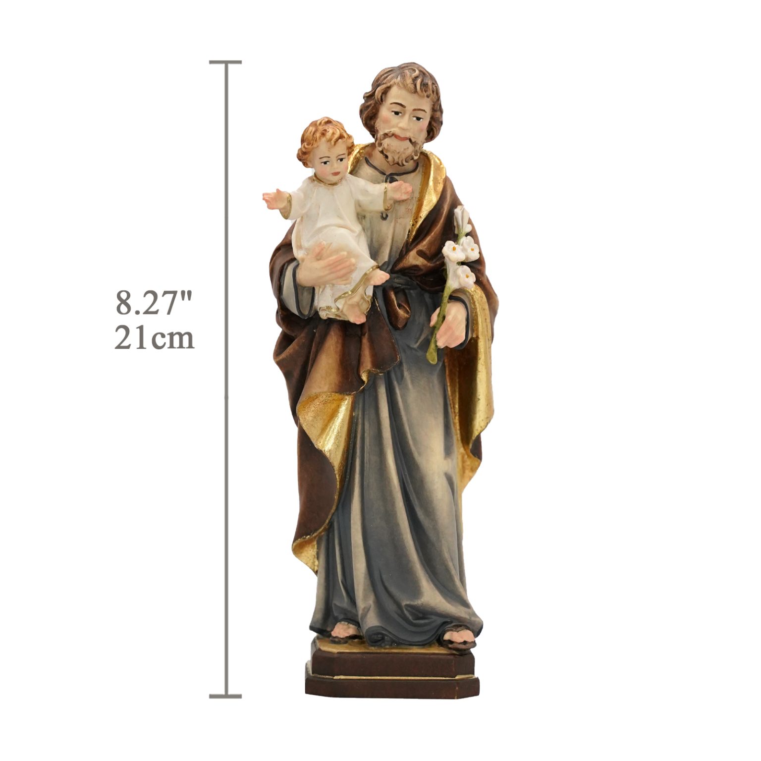 【现货】阿尔卑斯木雕-若瑟抱耶稣款二-彩色-21cm