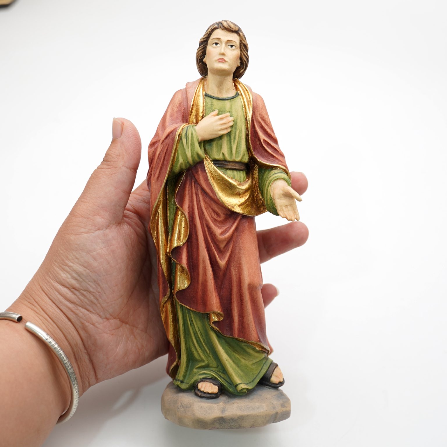 【现货】阿尔卑斯木雕-十字架下的若望（St John under the cross）-彩色-多尺寸