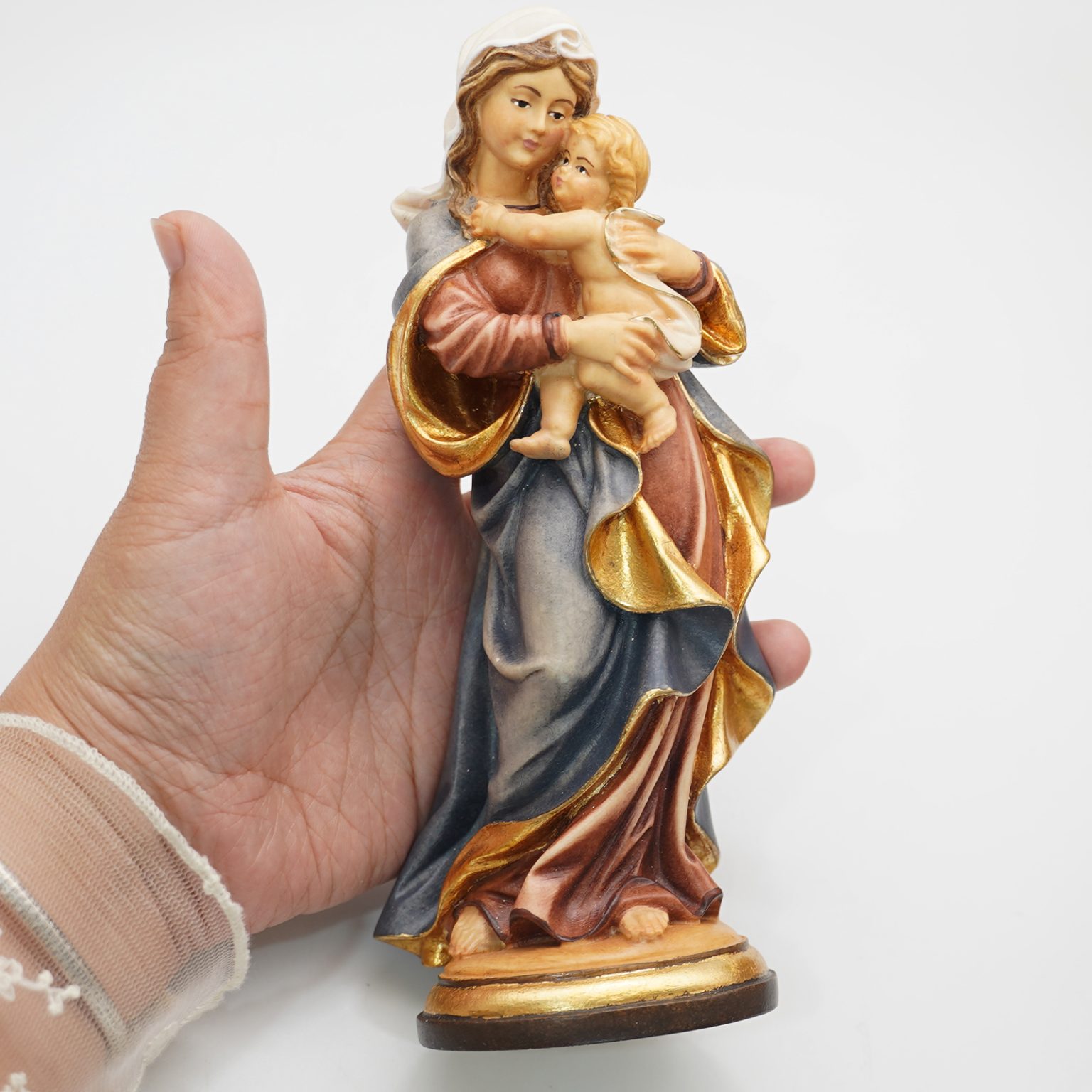 【现货】阿尔卑斯木雕-拉斐尔圣母（Madonna Raffaelo）-彩色-20cm
