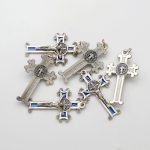 捡漏-DIY十字架-圣本笃-合金-银色蓝珐琅-3.8x2.5cm - 图片 3