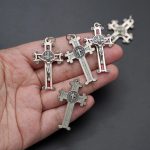 捡漏-DIY十字架-圣本笃-合金-银色红珐琅-3.8x2.5cm - 图片 2
