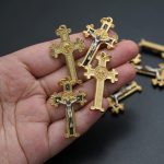 捡漏-DIY十字架-圣本笃-合金-金色棕珐琅-3.8x2.5cm - 图片 2