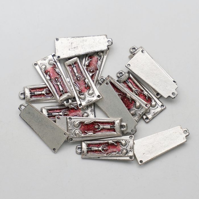 DIY三通-圣家-锌合金-银色红珐琅-2.3x1.1cm - 图片 3