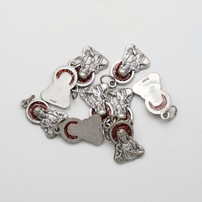 捡漏-合金圣牌-耶稣圣心-红珐琅带圈-1.8x1.35cm - 图片 3