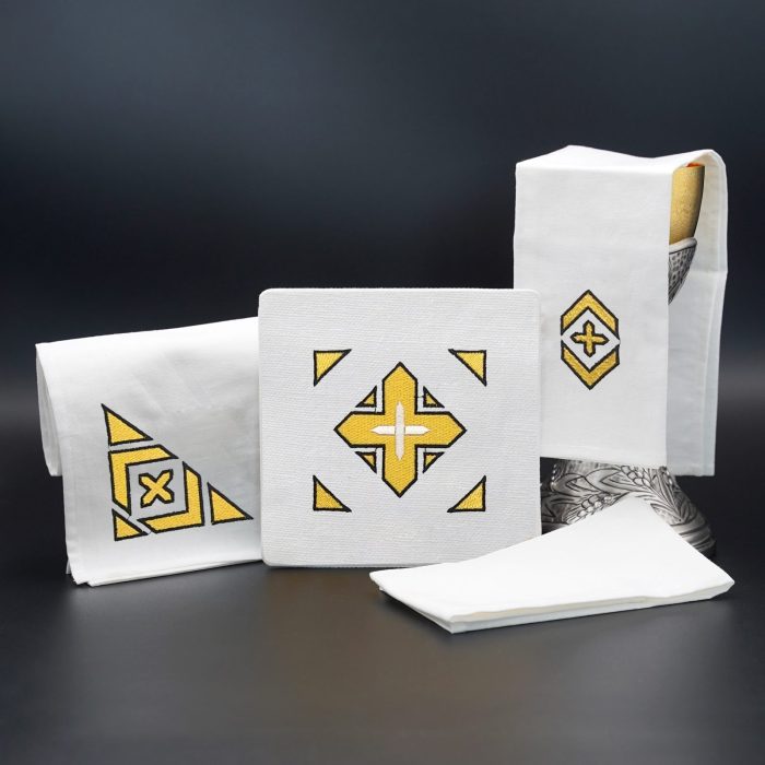 祭台九折布套装-金辉十字纹十字架-刺绣